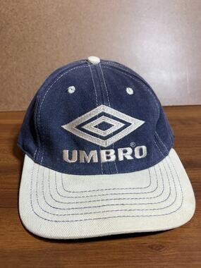 Vintage 80s 90s Umbro Soccer Football Club Leather Strapback Hat